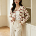 Womens Elegant Contrasting-Color Striped Sweater