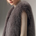 Faux Fox-fur Vest Short Fluffy Coat Figure-flattering Waistcoat