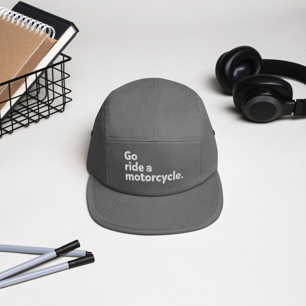 'Go ride a motorcycle' 5-Panel Camper Cap