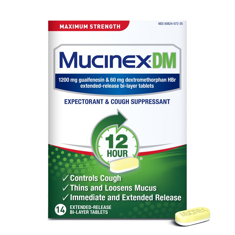 Mucinex® DM 12-Hour 1200 mg - 60 mg Tablet, 14 EA