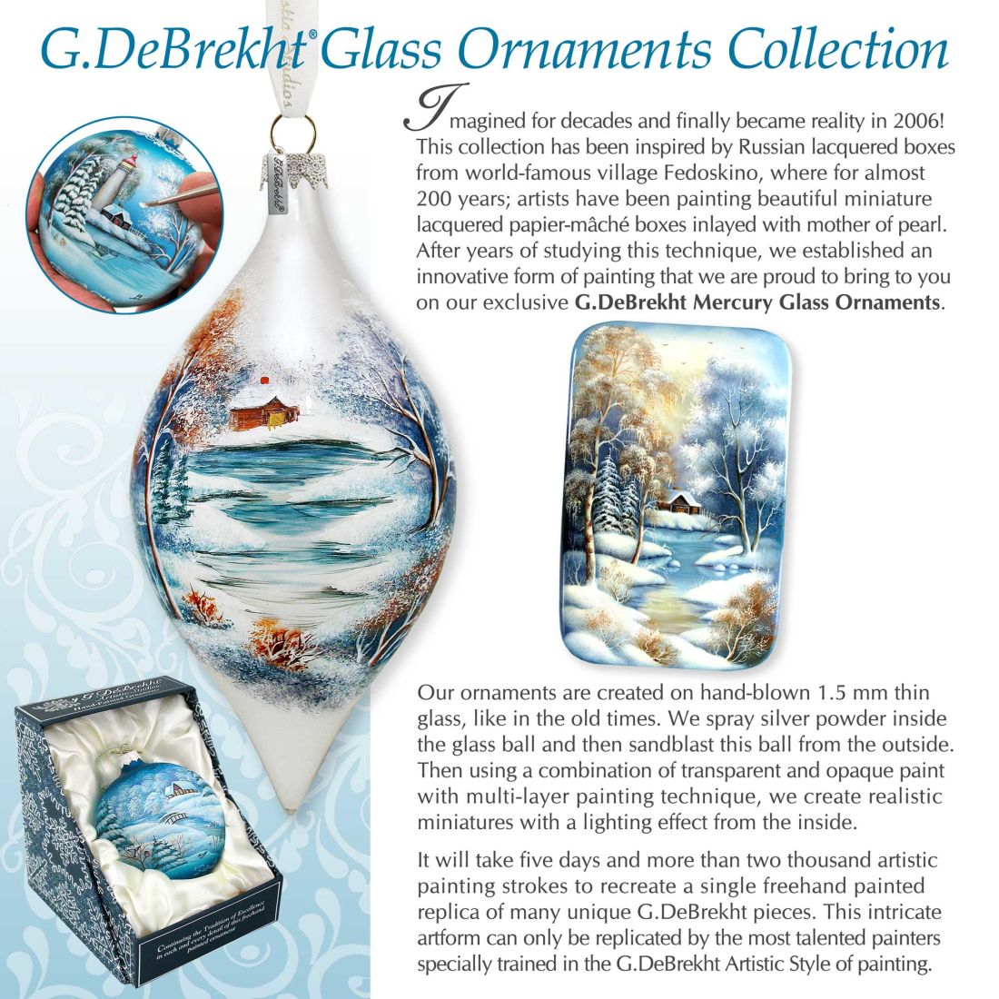 Riding A Sleigh Glass Ornament by G. DeBrekht - Christmas Santa Snowman Decor - 764-717