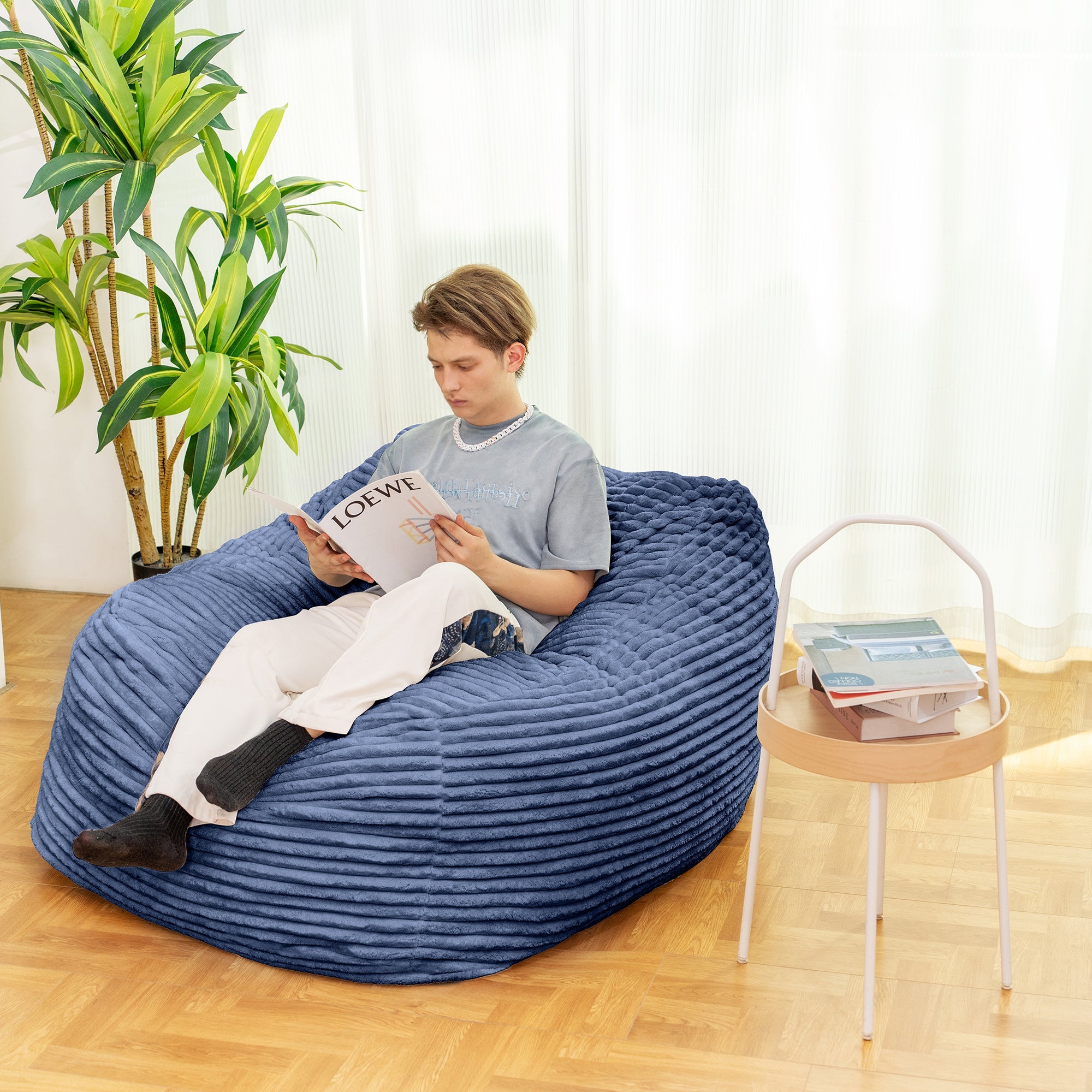 Faux Fur Classic Bean Bag blue