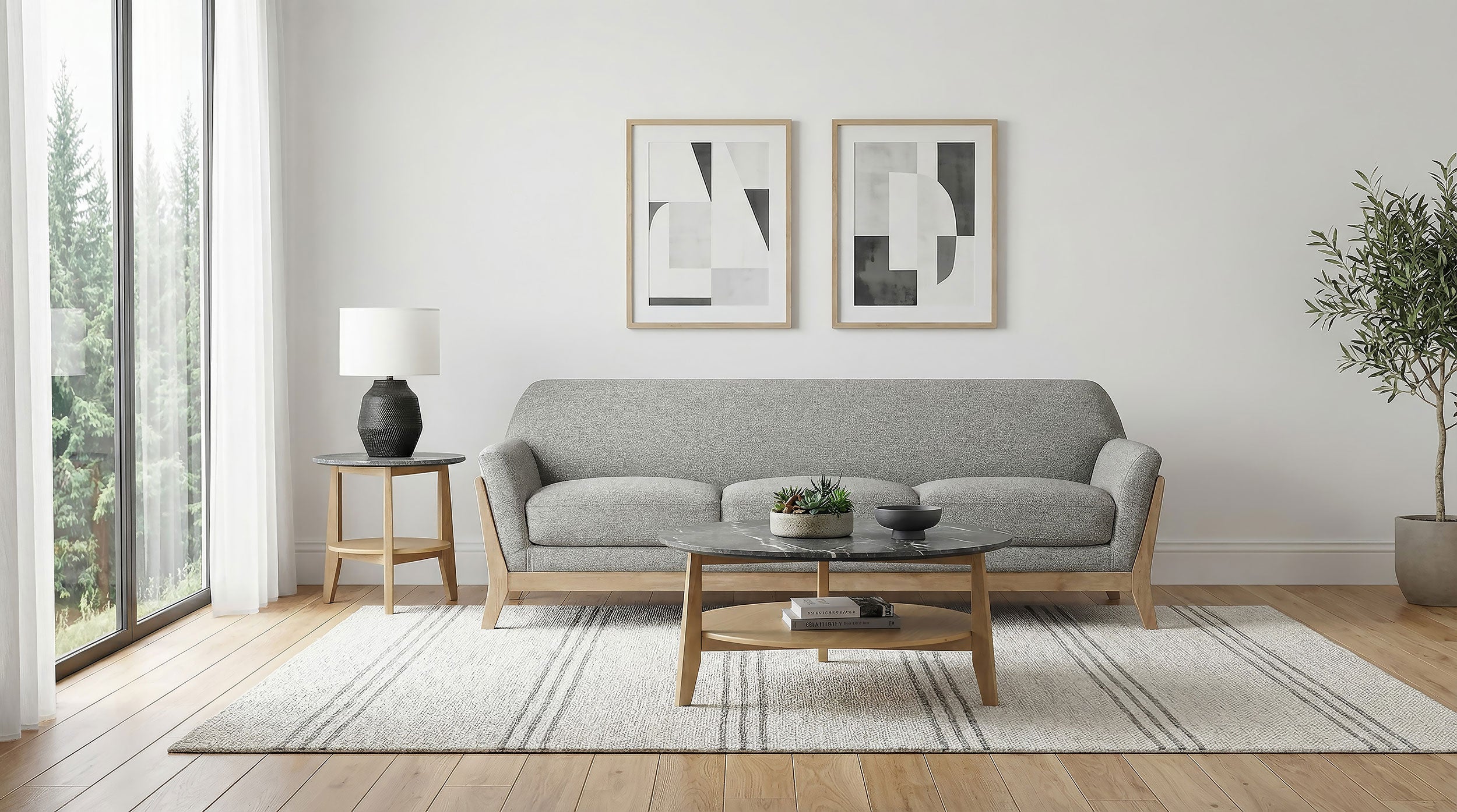 Vaughn Fabric Upholstered Flared Arm Sofa Grey