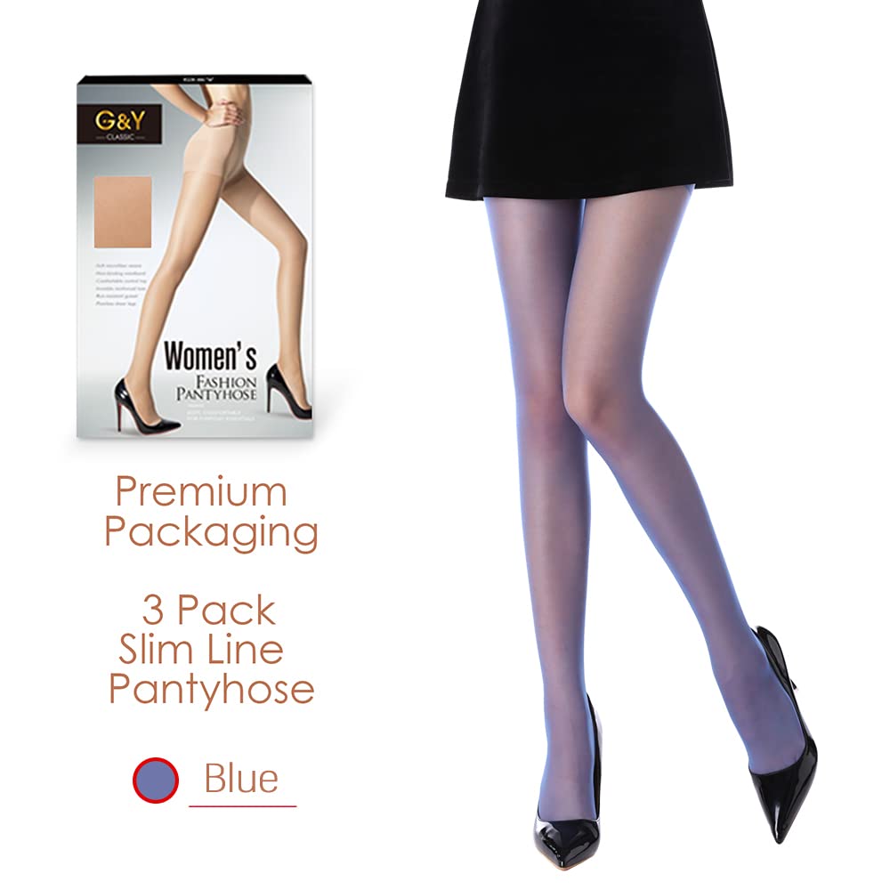 G&Y 3 Pairs Women's Sheer Tights - 20D Control Top Pantyhose with Reinforced Toes