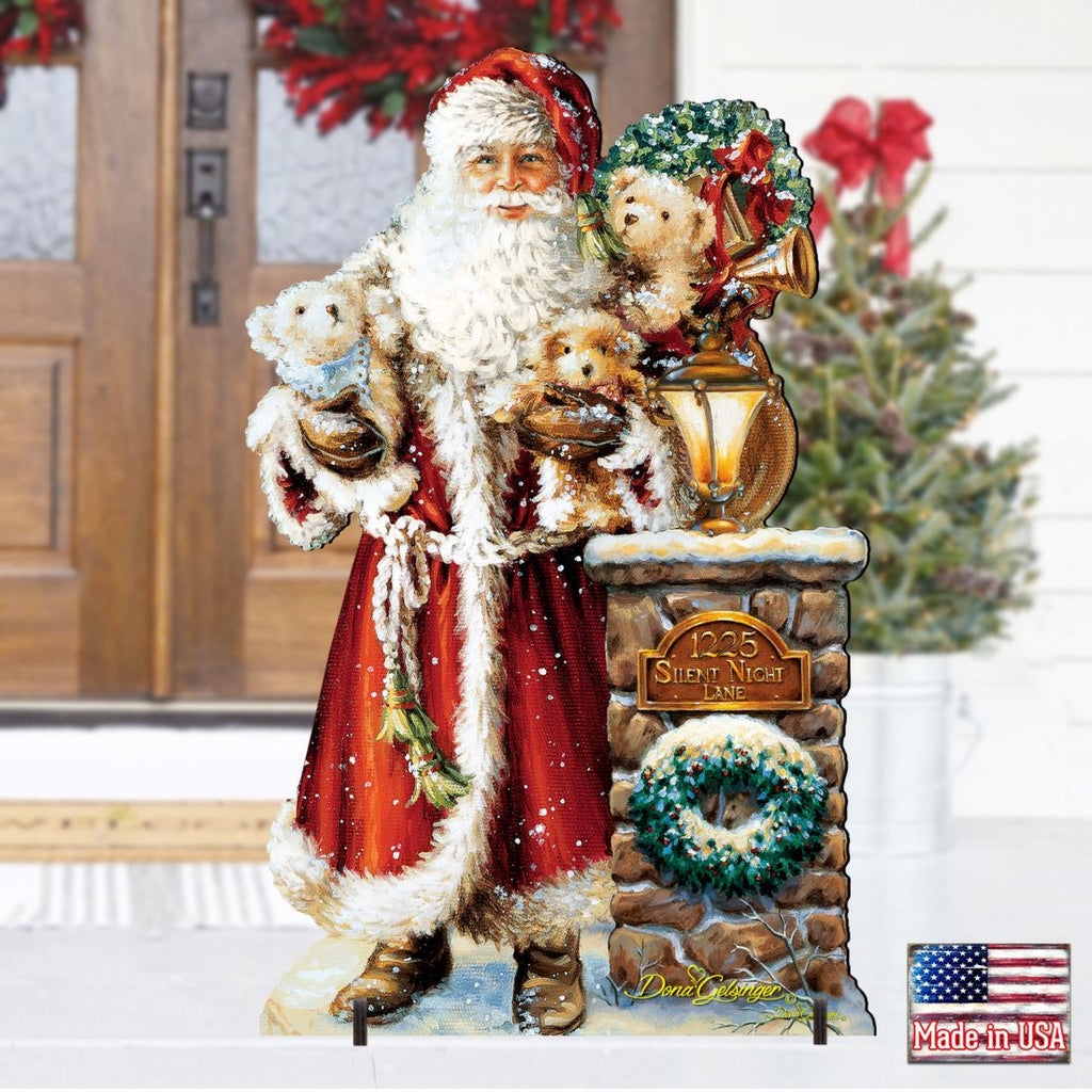 Silent Night Santa Christmas Outdoor Yard Sign by D. Gelsinger - Christmas Santa Snowman Decor - 8461013F-1315
