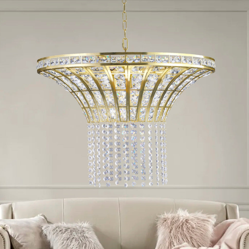 (Same as W1340120181/L5021) 8-Light 23.6" Wide Crystal Waterfall Chandelier (Bulb Not Included)