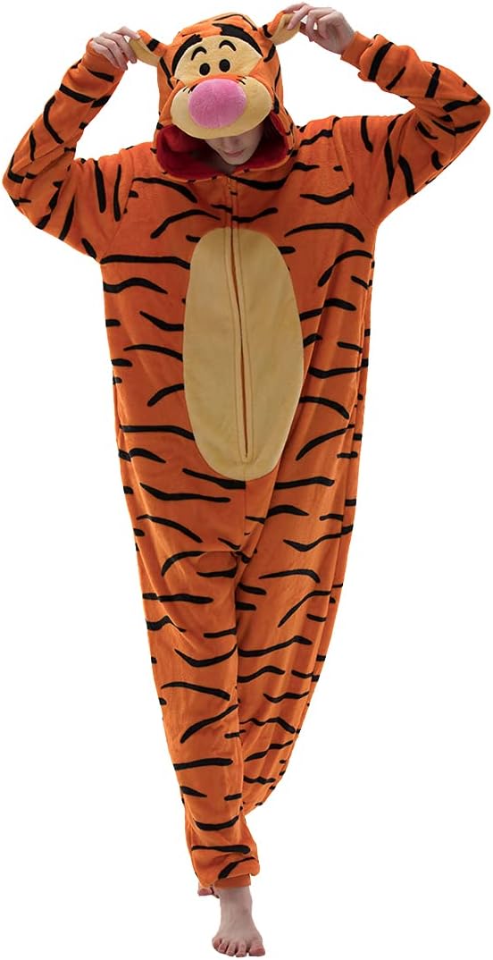 COSUSKET Snug Fit Unisex Adult Onesie Pajamas, Flannel Cosplay Animal One Piece Halloween Costume Sleepwear Homewear