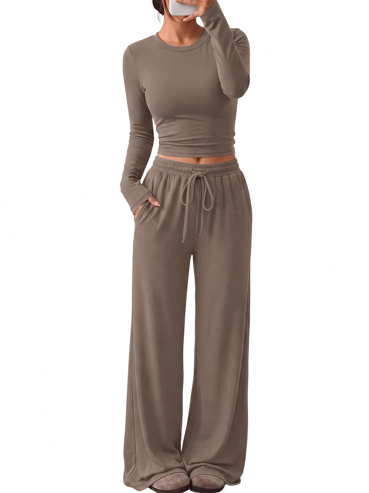 Trendy Queen Women's 2 Piece 2026 Fall Fashion Lounge Set with Pockets