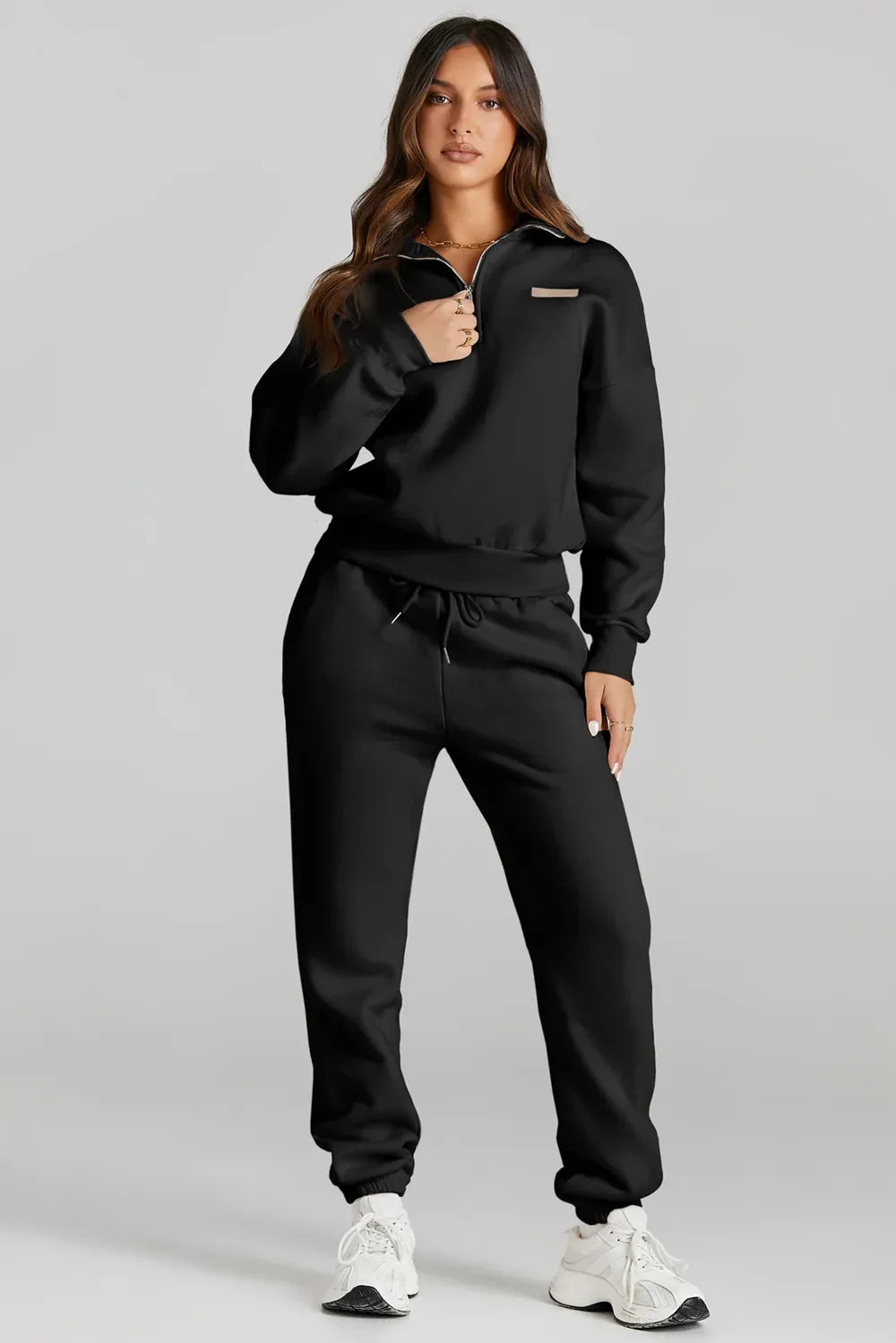 Quarter Zip Top and Drawstring Pants Active Set