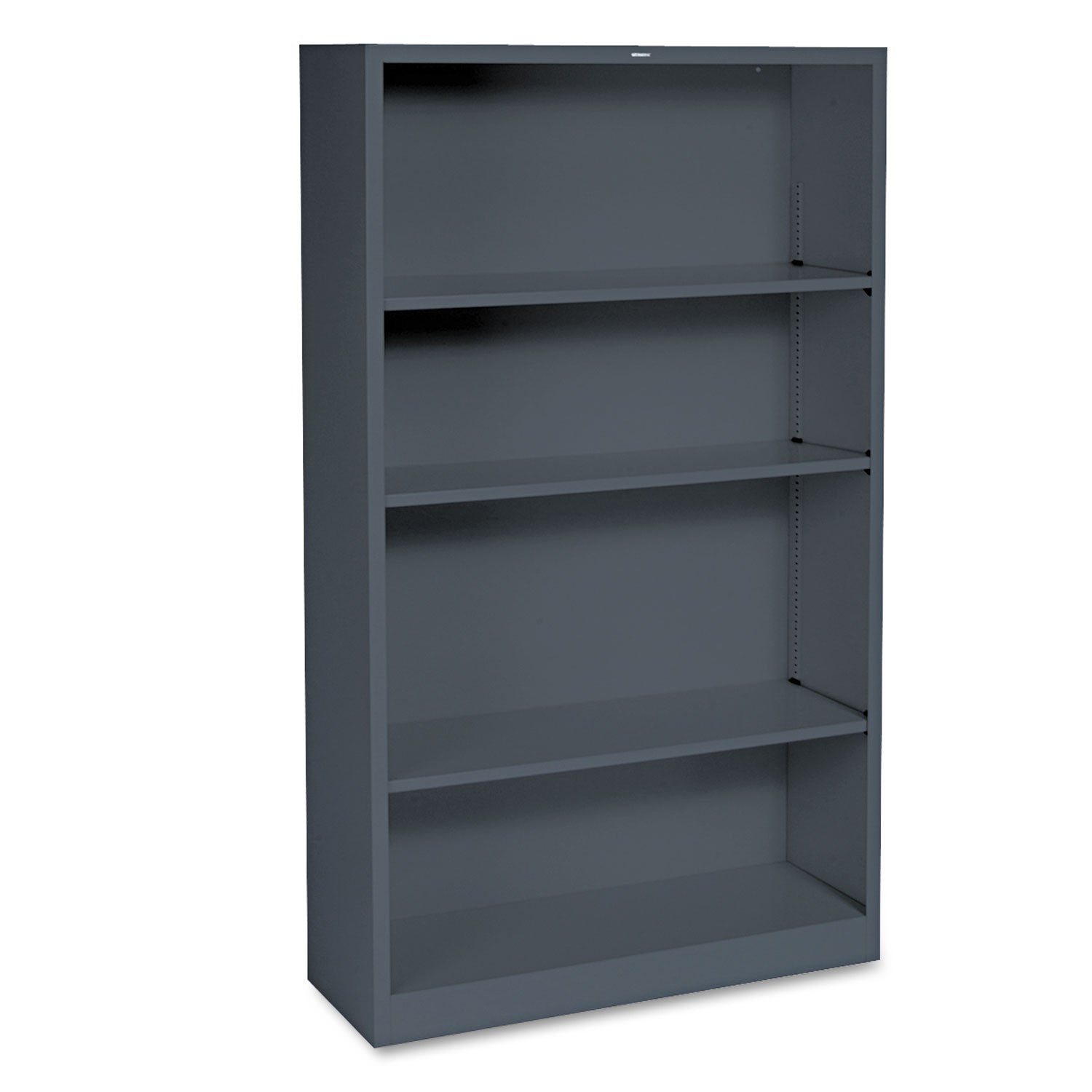 HON Metal Bookcase, Four-Shelf, 34.5w x 12.63d x 59h, Charcoal