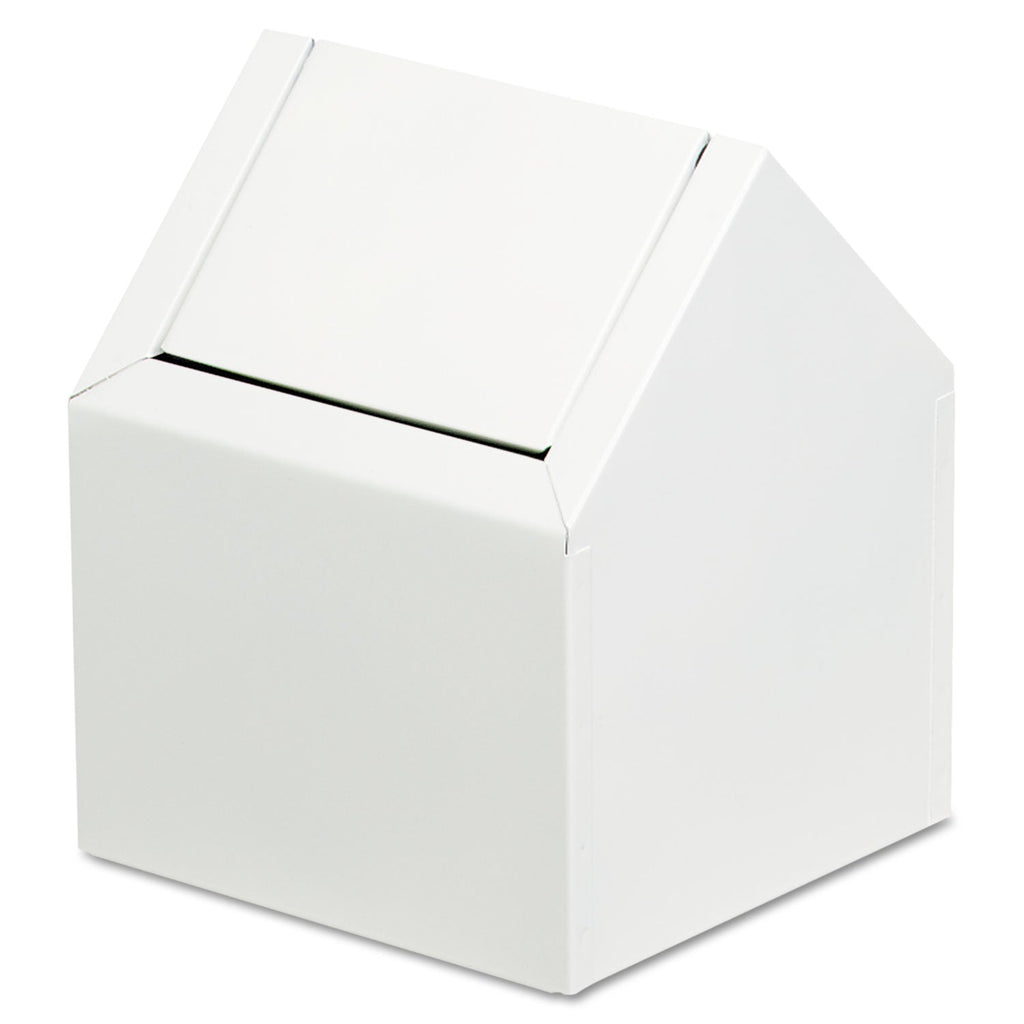 HOSPECO Double Entry, Swing Top Floor Receptacle, Metal, White