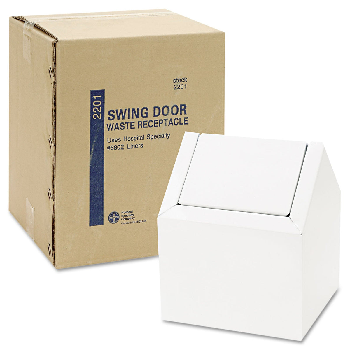 HOSPECO Double Entry, Swing Top Floor Receptacle, Metal, White
