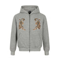 Tiger-Embroidered Rhombic-Check Thickened Hoodie