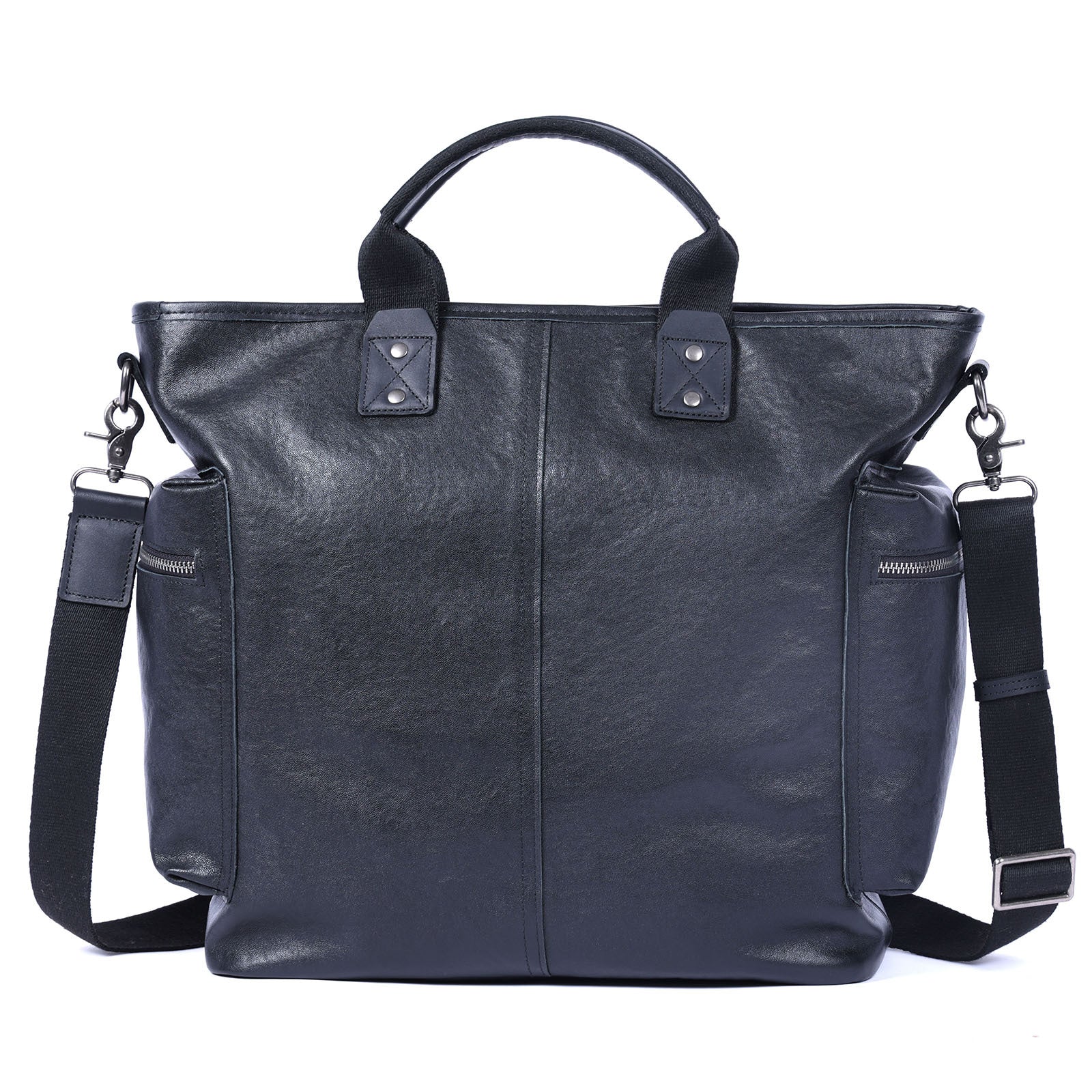 Mens Large-Capacity Shoulder And Crossbody Bag Made From Full-Grain Leather