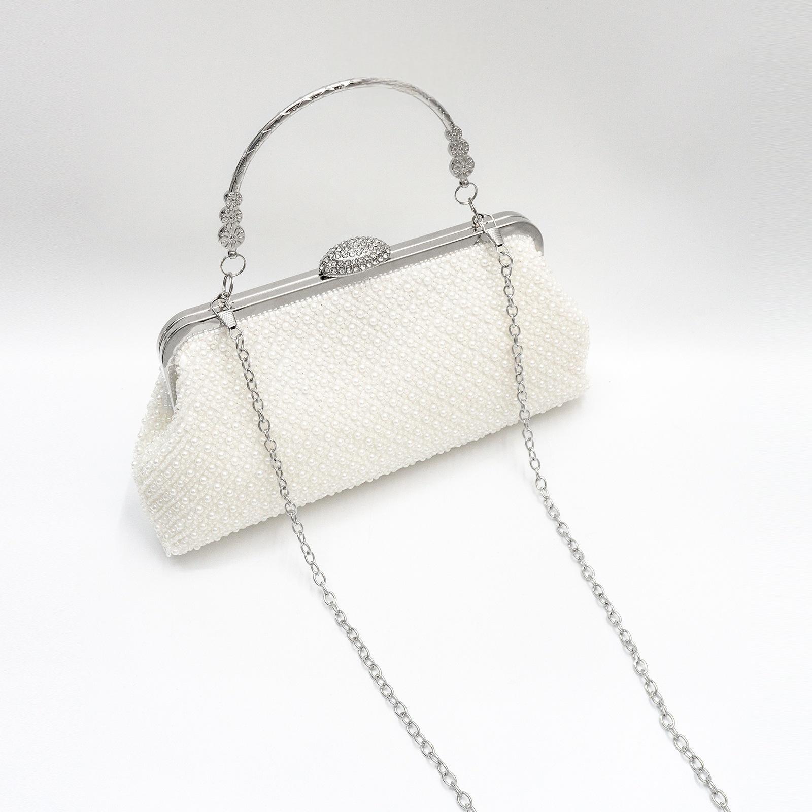 Solid-color Fine-bead New Clutch Bag