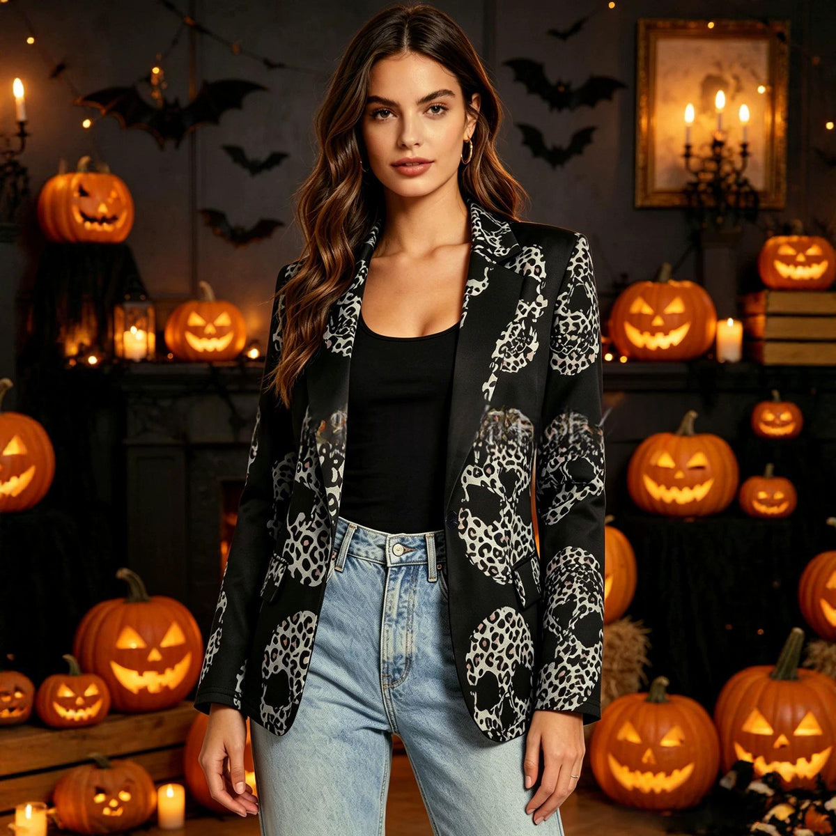 Long Sleeved Skull Blazer Coat