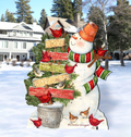Joy Love and Peace Snowman Christmas Outdoor Scene by Susan Winget - Christmas Santa Snowman Decor - 8471108F-SW