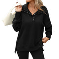 Solid-color Turtleneck Long-sleeve Relaxed-fit Casual Sweatshirt For Women