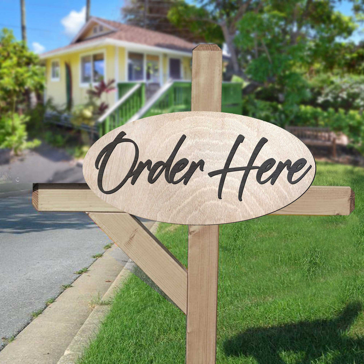 Order Here sign, Made in the USA sign, Lightweight sign made from wood - 320326