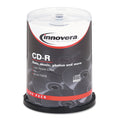 Innovera CD-R Inkjet Printable Recordable Disc, 700 MB/80 min, 52x, Spindle, Matte White, 100/Pack
