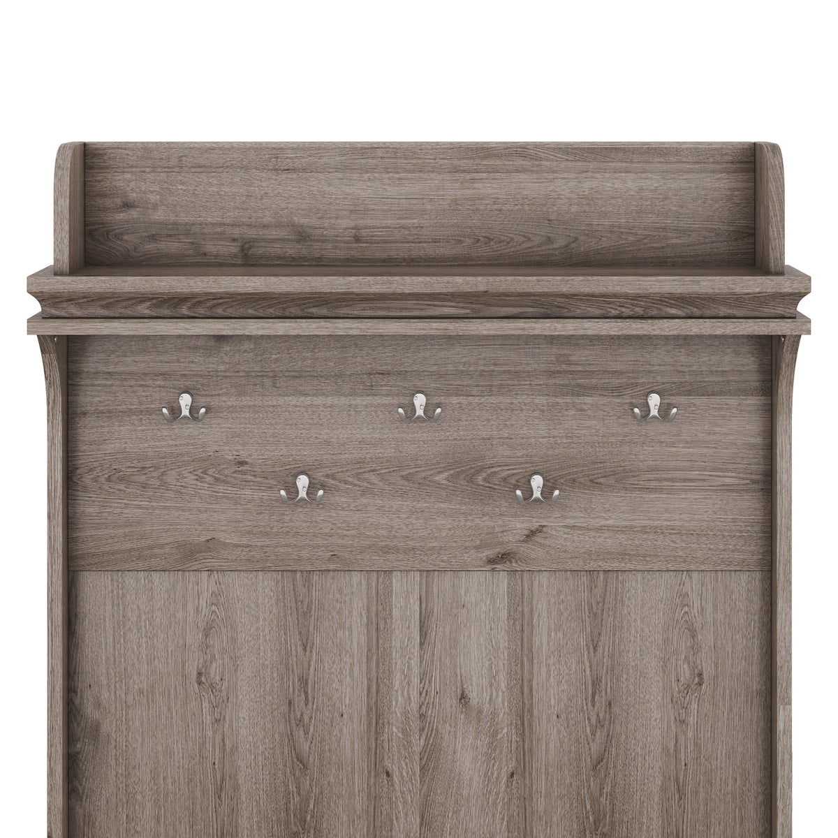 Hall tree with storage desk, entrance desk with drawers and 5 hooks, display rack,Oak