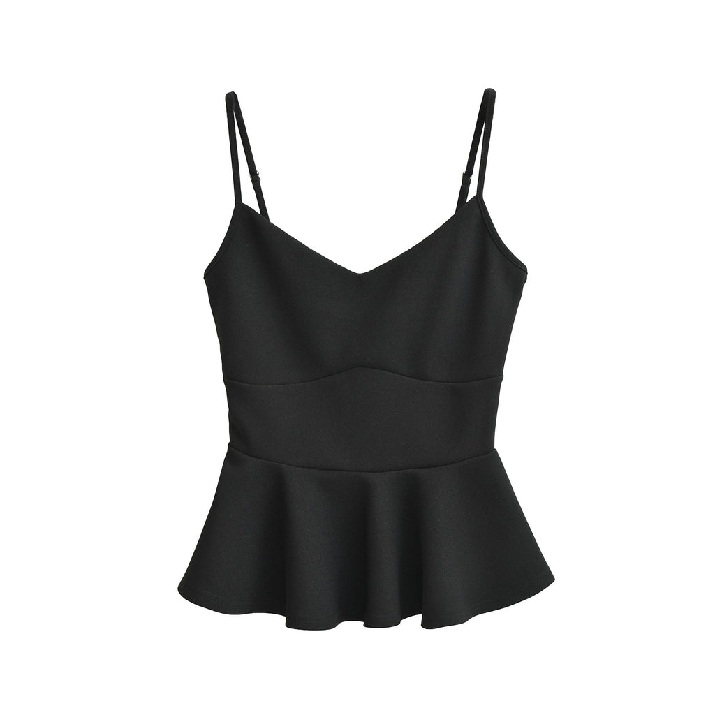 Cropped Ruffled-waistline Slim-fit Camisole Top