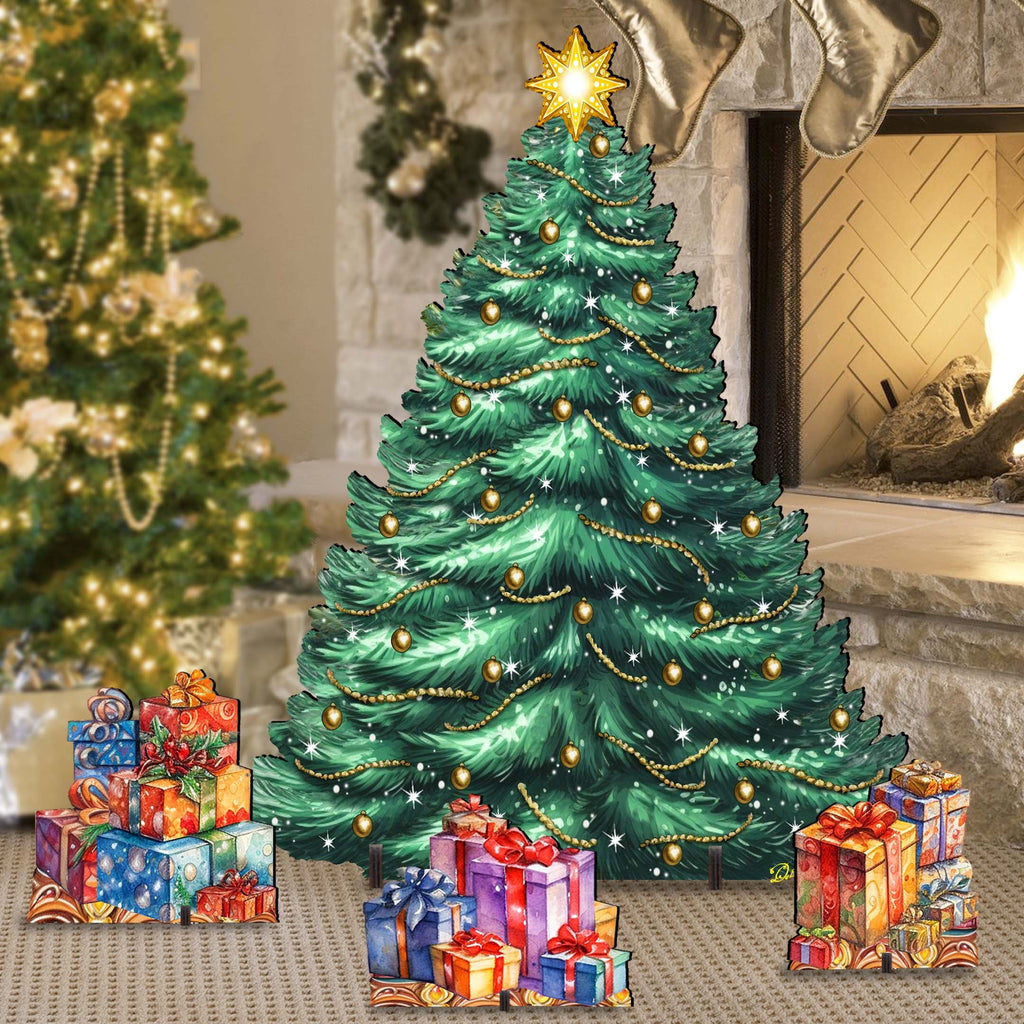 Christmas Tree Set Outdoor Indoor Décor Wooden Christmas Decoration by G. Debrekht Christmas Décor - 8191500F-G
