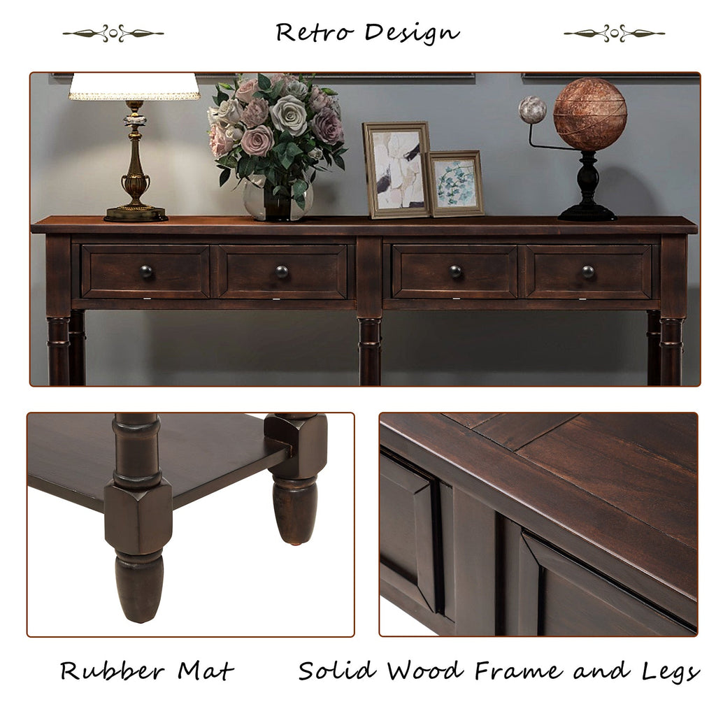 TREXM Console Table Sofa Table Easy Assembly with Two Storage Drawers and Bottom Shelf for Living Room Entryway (Espresso)