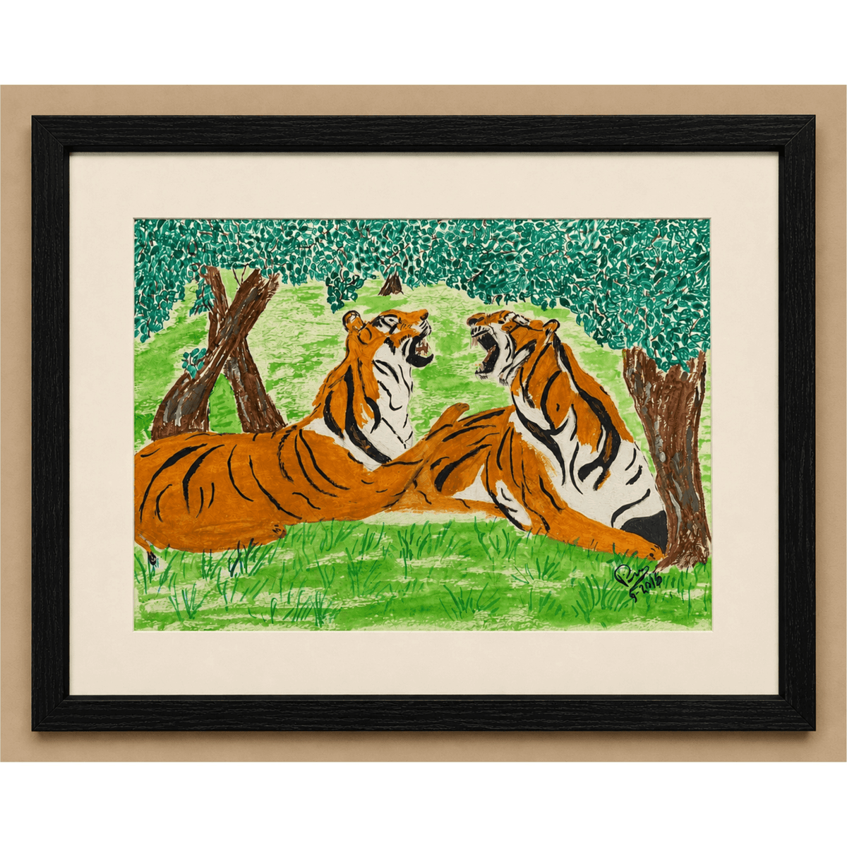 PimsArt Wild Tigers Roaring Weekender Bag From Original Painting