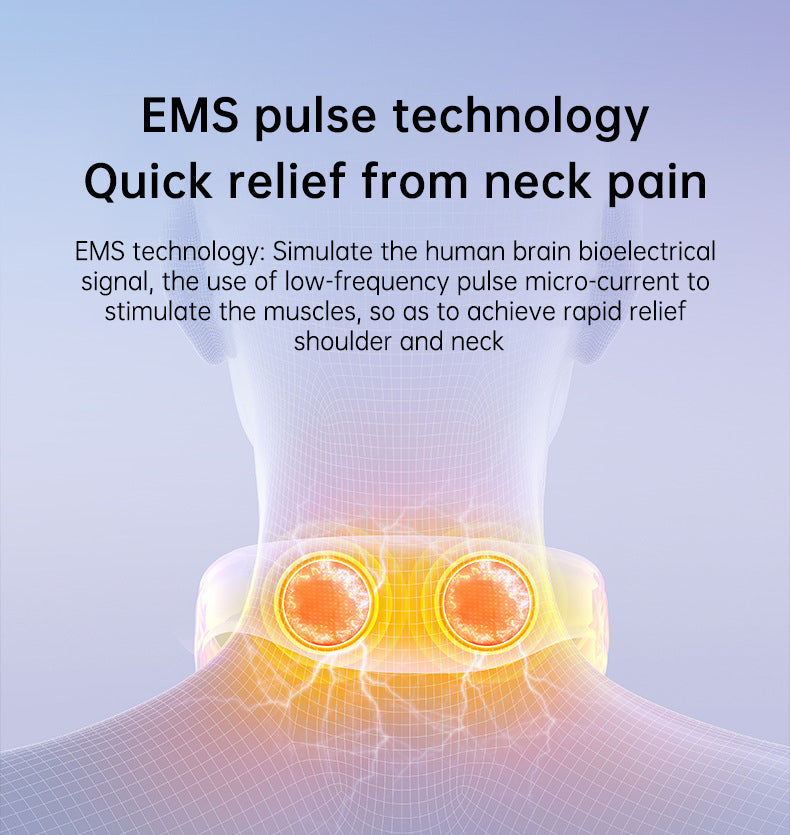 Neck Massager with Heat, Portable Neck Lymphatic Massager for Pain & Fatigue Relief