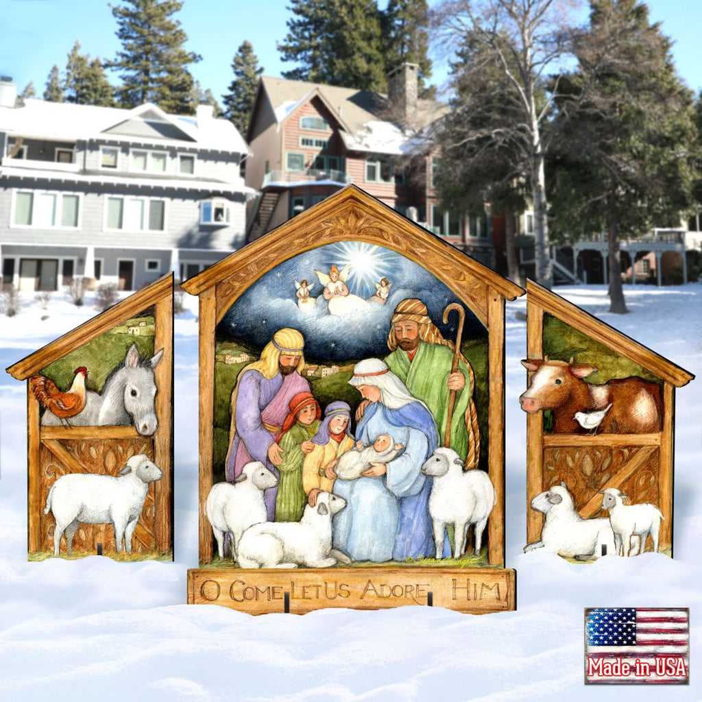 Holy Family Nativity Outdoor Decor Set of 3 by Susan Winget - Nativity Holiday Decor - 8471113F-S3-SW