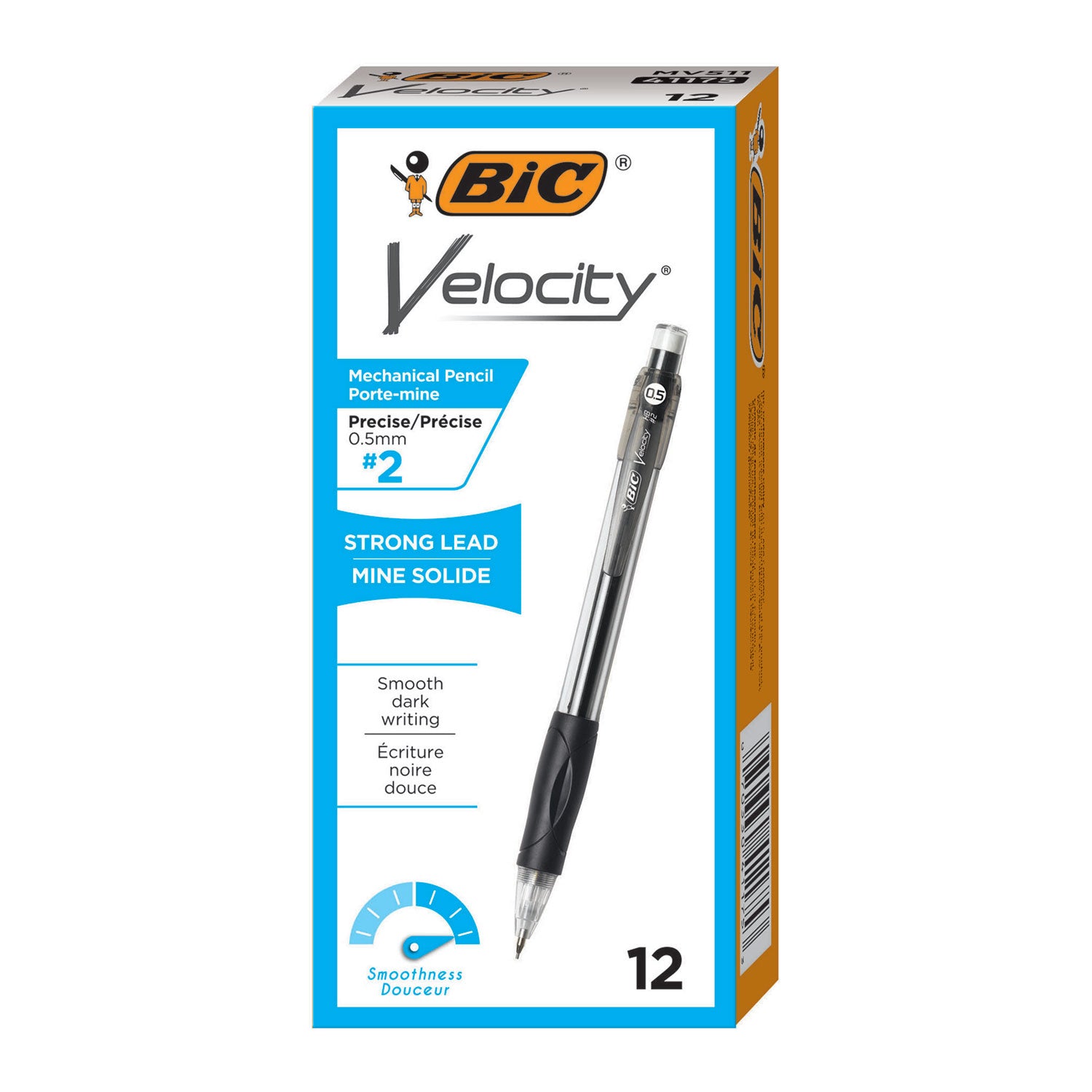 BIC Velocity Original Mechanical Pencil, 0.5 mm, HB (#2.5), Black Lead, Black Barrel, Dozen
