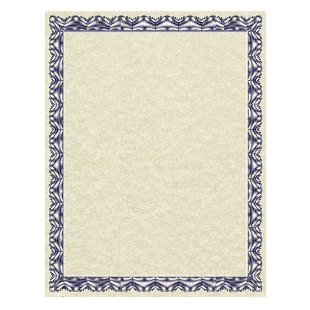Southworth Parchment Certificates, Traditional, 8.5 x 11, Ivory with Blue Border, 50/Pack