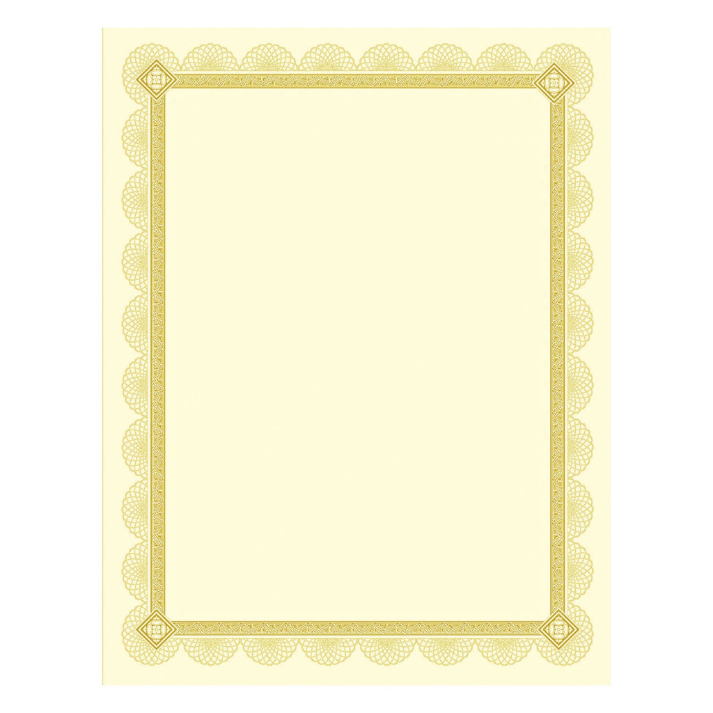 Southworth Premium Certificates, 8.5 x 11, Ivory/Gold with Spiro Gold Foil Border,15/Pack