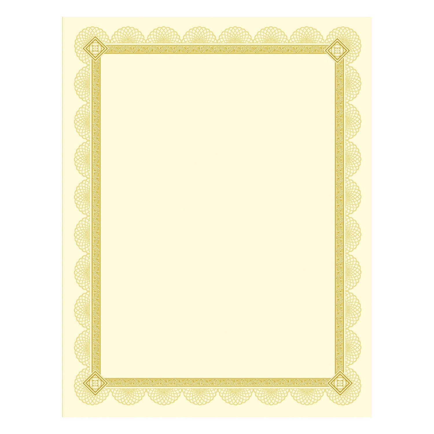 Southworth Premium Certificates, 8.5 x 11, Ivory/Gold with Spiro Gold Foil Border,15/Pack