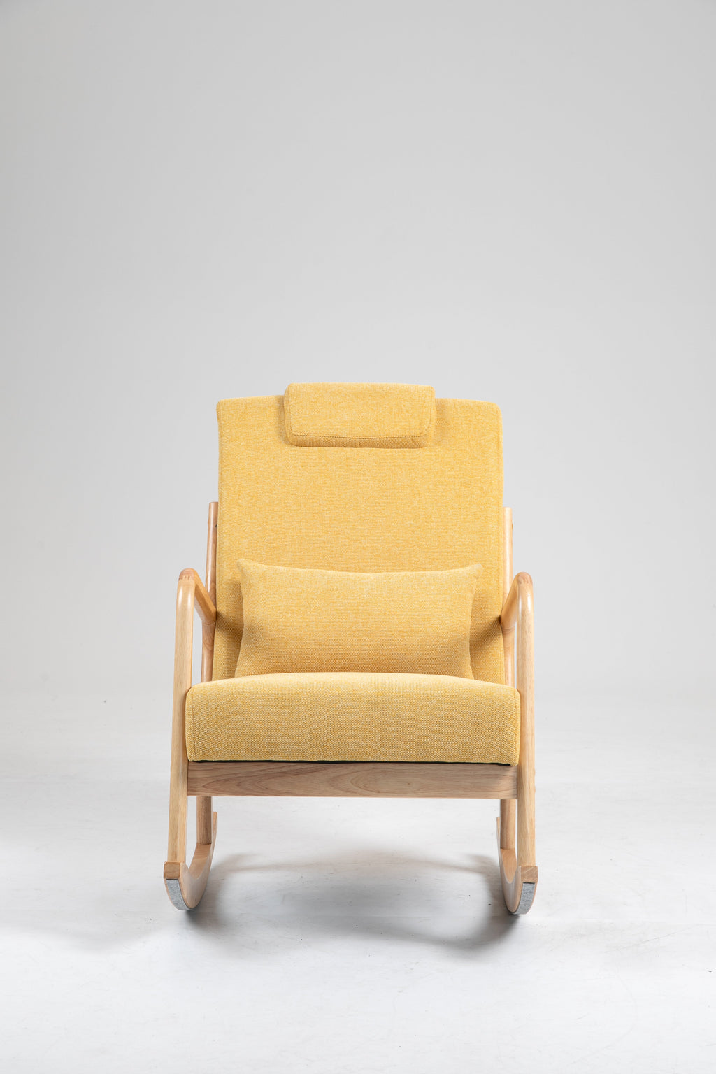 Rocking Chair Upholstered Fabric Rocking Armchair Indoor with High Backrest Glider Chairs and Lumbar Pillow for Living Room