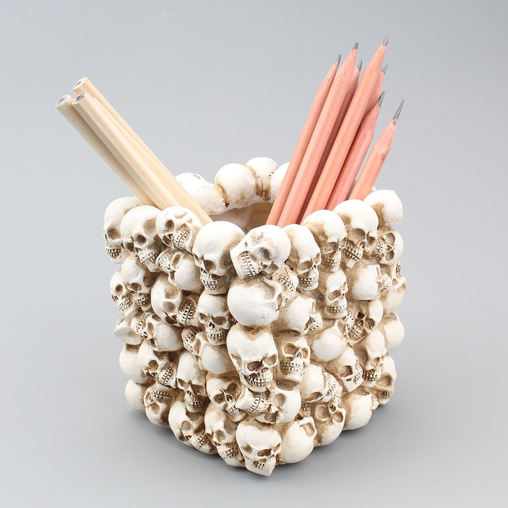 Square small skull pen holder storage desktop storage bucket home storage potted plants