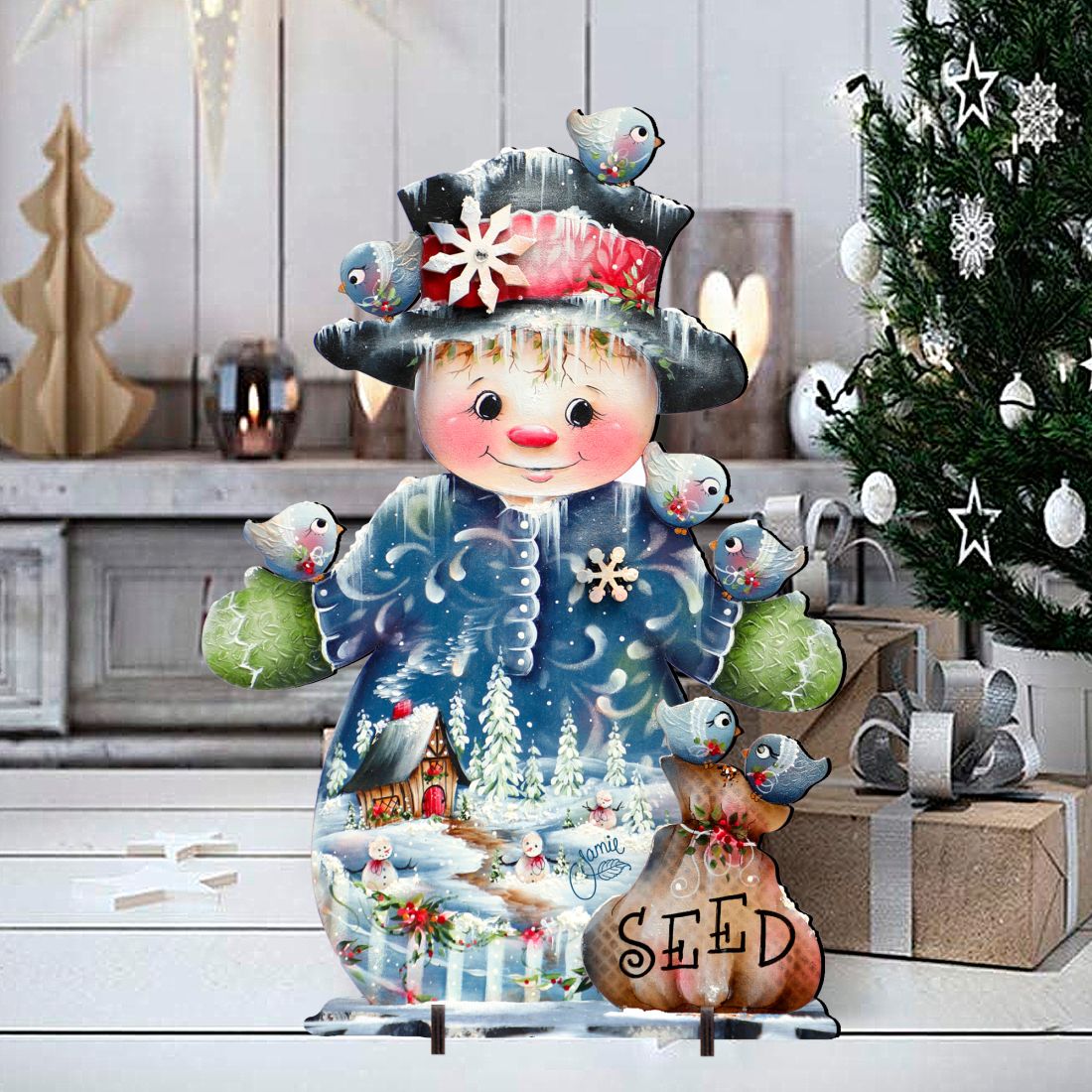 Blue Seed Freezing Christmas Outdoor Yard Sign by Jamie Mills-Price Christmas Santa Snowman Decor - 8457511F