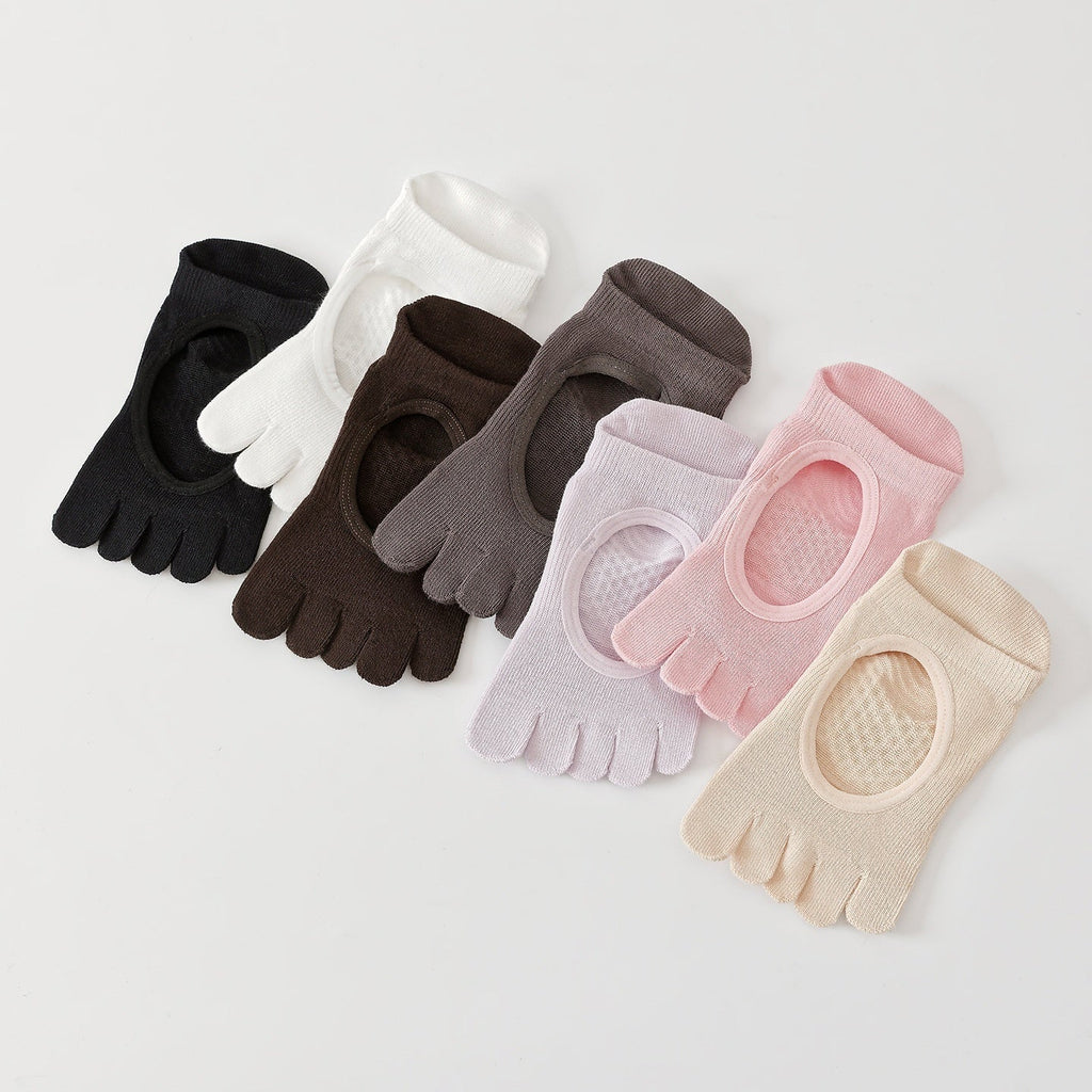 SpringSummer Womens Toe Yoga Socks With Cutout Heels And Backless Design