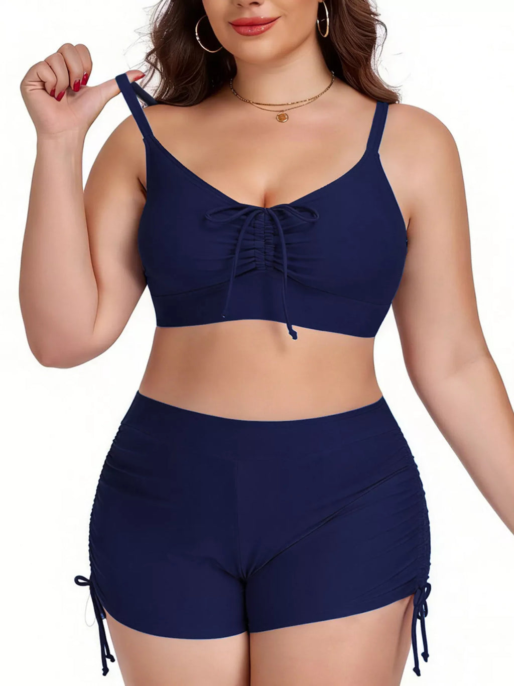 Ruched Drawstring Swim Set