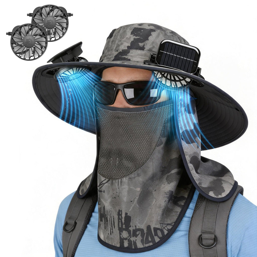 Solar Fan Hat with UPF50+ Sun Protection & Neck Flap