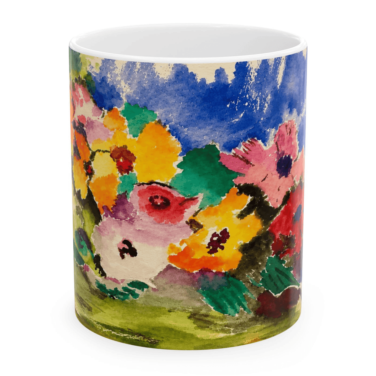 PimsArt Vibrant Watercolor Floral Mug From Original Painting