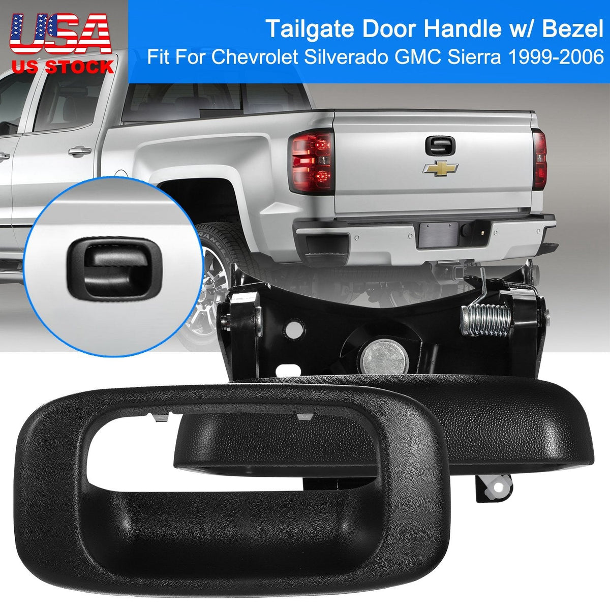 Tailgate Door Handle Bezel for 1999-2006 Chevy Silverado GMC Sierra Exterior Tail Gate Door Handle Replacement