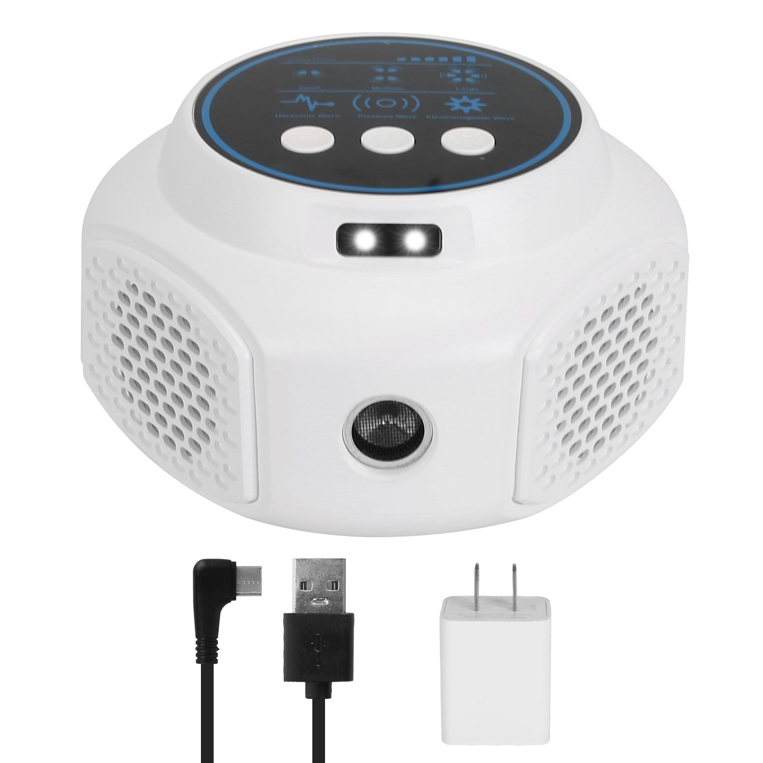 360¡ Ultrasonic Mice Repellent Indoor Rodent Repeller Rat Squirrel Rodent Chaser with 3 Modes 2 Strobe Lights for Kitchen Warehouse