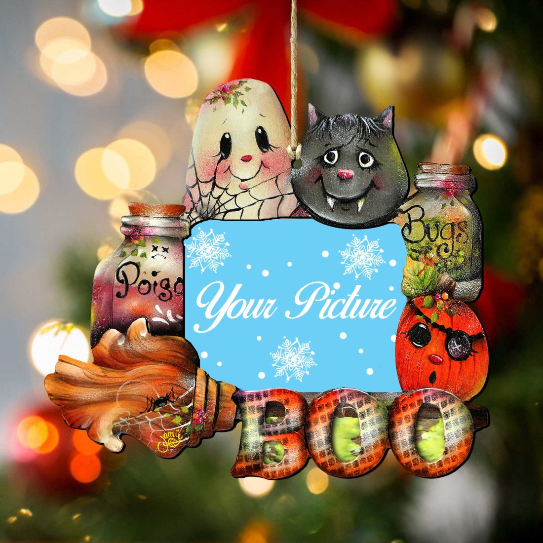 Brunhilda's Broom! Halloween Picture Frame Ornaments - Ornament for Photo - Thanksgiving Halloween Decor - 8457411PF
