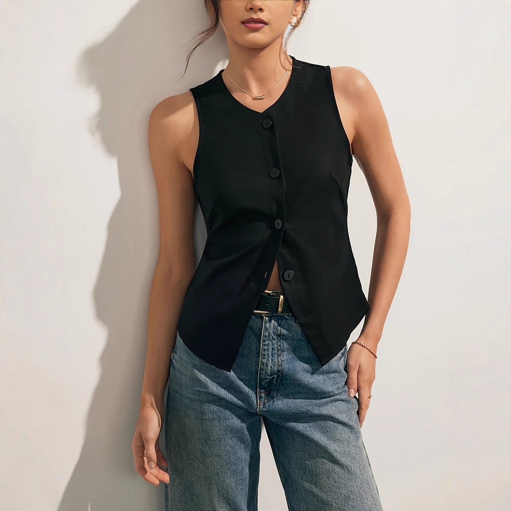 Womens Fashion Casual Sleeveless Slim-fit Vest