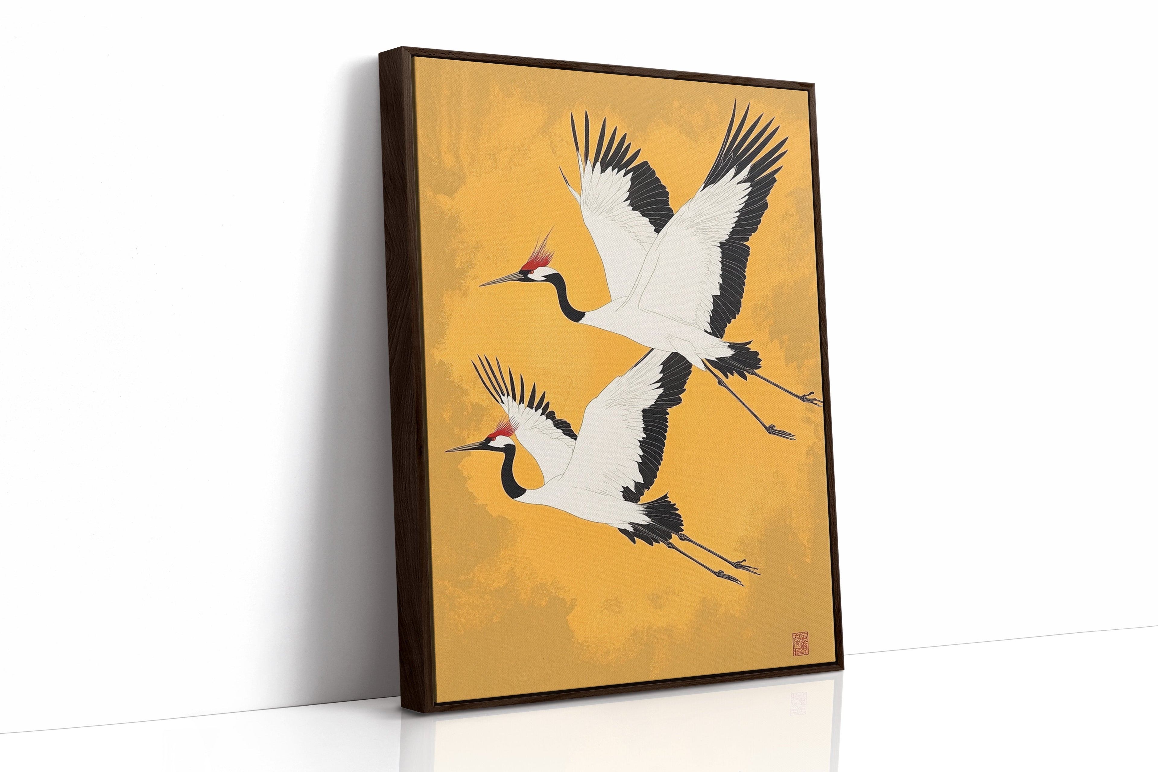 Japanese Red-Crowned Cranes – Elegant Minimalist Wall Art