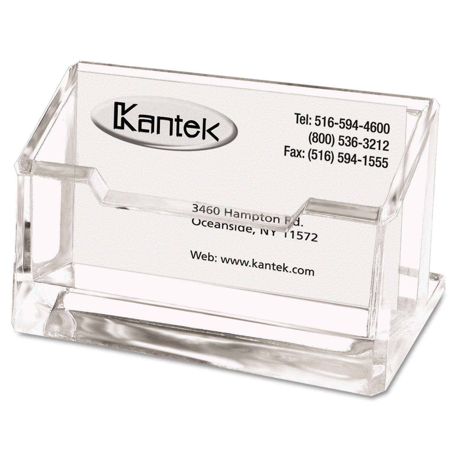 Kantek Acrylic Business Card Holder, Holds 80 Cards, 4 x 1.88 x 2, Clear