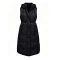 Women's Sleeveless Mid-length Hooded Vest Jacket Coat