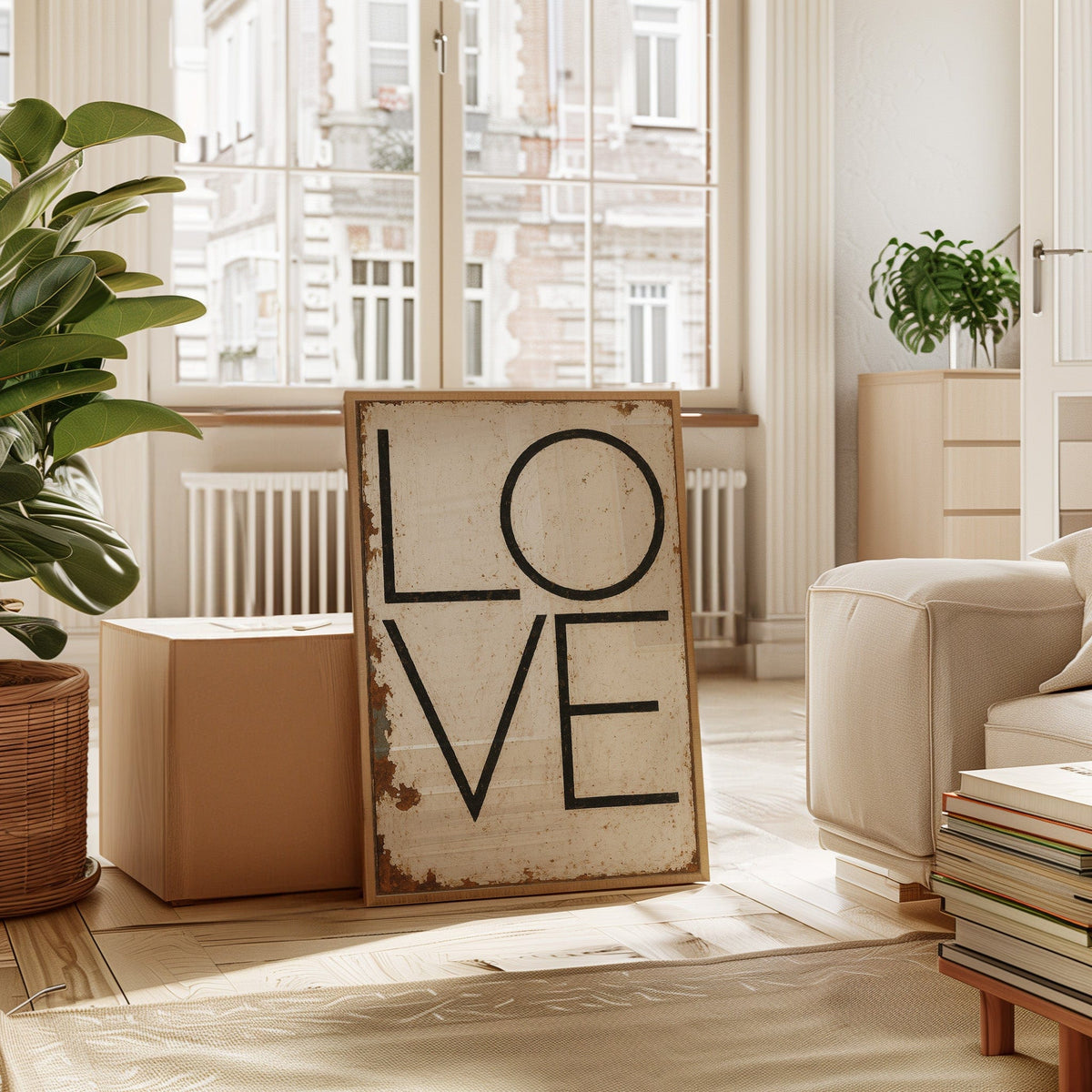 Vintage Modern LOVE Typography Canvas Print